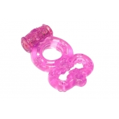 Розовое эрекционное кольцо Rings Treadle с подхватом - Lola Games - в Астрахани купить с доставкой