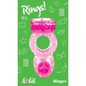 Розовое эрекционное кольцо с вибрацией Rings Ringer - Lola Games - в Астрахани купить с доставкой