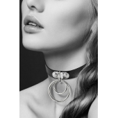 Черный чокер с двумя кольцами - Bijoux Pour Toi - купить с доставкой в Астрахани