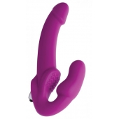 Ярко-розовый безремневой вибрострапон Evoke Vibrating Strapless Silicone Strap-on Dildo - XR Brands - купить с доставкой в Астрахани