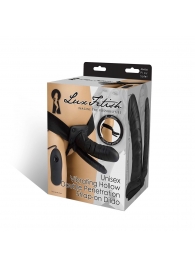 Полый страпон с двумя отростками и вибрацией Unisex Vibrating Hollow Strap-On Double Penetrating Dildo - 17,8 см. - Lux Fetish - купить с доставкой в Астрахани