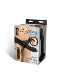 Чёрный полый страпон с вибрацией Unisex Vibrating Hollow Strap-On - 14 см. - Lux Fetish - купить с доставкой в Астрахани