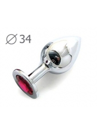 Коническая серебристая анальная втулка с малиновым кристаллом - 8,2 см. - Anal Jewelry Plug - купить с доставкой в Астрахани