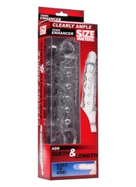 Прозразная закрытая насадка на пенис с поддержкой мошонки Clearly Ample Penis Enhancer - 22 см. - XR Brands - в Астрахани купить с доставкой
