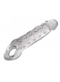 Прозразная закрытая насадка на пенис с поддержкой мошонки Clearly Ample Penis Enhancer - 22 см. - XR Brands - в Астрахани купить с доставкой