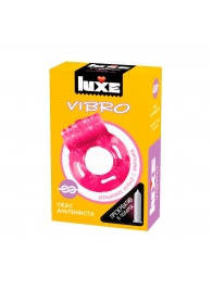 Розовое эрекционное виброкольцо Luxe VIBRO  Ужас Альпиниста  + презерватив - Luxe - в Астрахани купить с доставкой