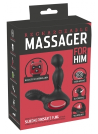 Черный вибромассажер простаты с нагревом и ротацией Prostate Plug - 14,5 см. - Orion - в Астрахани купить с доставкой