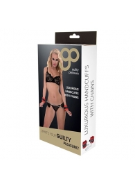 Красно-чёрные наручники на металлической цепочке - Blush Novelties - купить с доставкой в Астрахани