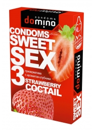 Презервативы для орального секса DOMINO Sweet Sex с ароматом клубничного коктейля  - 3 шт. - Domino - купить с доставкой в Астрахани