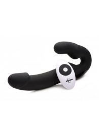 Черный безремневой страпон Urge Silicone Strap On с пультом ДУ - 24 см. - XR Brands - купить с доставкой в Астрахани