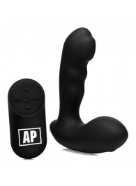 Черный стимулятор простаты Alpha-Pro 7X P-Milker Silicone Prostate Stimulator with Milking Bead - XR Brands - в Астрахани купить с доставкой