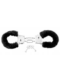 Меховые чёрные наручники Beginner s Furry Cuffs - Pipedream - купить с доставкой в Астрахани