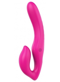 Ярко-розовый безремневой страпон REMOTE DOUBLE DIPPER - 22 см. - Dream Toys - купить с доставкой в Астрахани