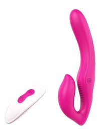 Ярко-розовый безремневой страпон REMOTE DOUBLE DIPPER - 22 см. - Dream Toys - купить с доставкой в Астрахани