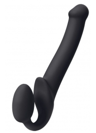 Черный безремневой страпон Silicone Bendable Strap-On M - Strap-on-me - купить с доставкой в Астрахани