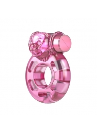Розовое эрекционное кольцо с вибрацией Pink Bear - Baile - в Астрахани купить с доставкой