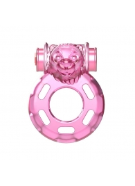 Розовое эрекционное кольцо с вибрацией Pink Bear - Baile - в Астрахани купить с доставкой