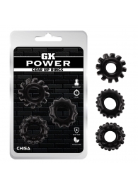 Набор из 3 черных эрекционных колец Gear Up Rings - Chisa - в Астрахани купить с доставкой