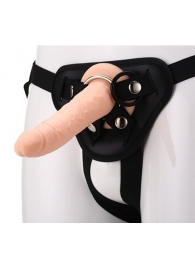 Телесный страпон на черных трусиках STRAP ON REAL DILDO - 20 см. - Dream Toys - купить с доставкой в Астрахани