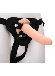 Телесный страпон на черных трусиках STRAP ON REAL DILDO - 20 см. - Dream Toys - купить с доставкой в Астрахани