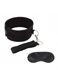 Черный ошейник с длинным поводком Collar and Leash Set - Lux Fetish - купить с доставкой в Астрахани