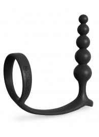 Черная анальная цепочка с эрекционным кольцом Ass-gasm Cockring Anal Beads - Pipedream - в Астрахани купить с доставкой