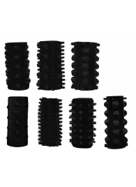 Набор из 7 черных насадок PENIS SLEEVES SET - Dream Toys - в Астрахани купить с доставкой