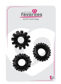 Набор из 3 черных эрекционных колец SET OF 3 COCKRINGS - Dream Toys - в Астрахани купить с доставкой