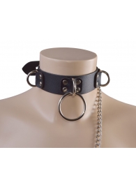 Черный кожаный ошейник Big Ring - Sitabella - купить с доставкой в Астрахани