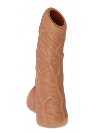 Телесная открытая насадка-реалистик с подхватом мошонки Nude Sleeve L - 14 см. - KOKOS - в Астрахани купить с доставкой