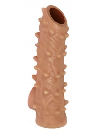Телесная насадка с шипами и открытой головкой Nude Sleeve M - 12 см. - KOKOS - в Астрахани купить с доставкой