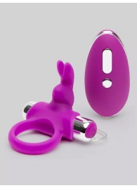 Лиловое виброкольцо с пультом ДУ Remote Control Cock Ring - Happy Rabbit - в Астрахани купить с доставкой