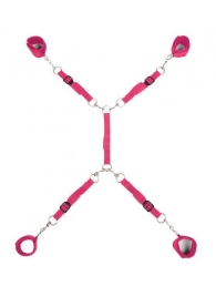 Ярко-розовый набор фиксаций на кровати Classic Bed Spreader - Lux Fetish - купить с доставкой в Астрахани