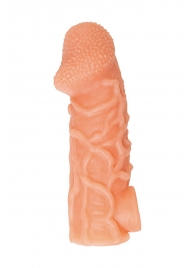 Телесная закрытая насадка с венками Cock Sleeve Size L - 17,6 см. - KOKOS - в Астрахани купить с доставкой