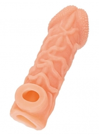 Телесная закрытая насадка с венками Cock Sleeve Size L - 17,6 см. - KOKOS - в Астрахани купить с доставкой