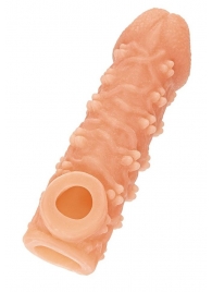 Телесная закрытая насадка с пучками шишечек Cock Sleeve Size L - 17,6 см. - KOKOS - в Астрахани купить с доставкой