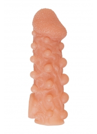 Телесная закрытая насадка с шариками Cock Sleeve Size M - 15,6 см. - KOKOS - в Астрахани купить с доставкой
