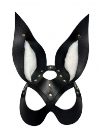 Черная маска зайки с белым мехом на ушках Miss Bunny - БДСМ Арсенал - купить с доставкой в Астрахани