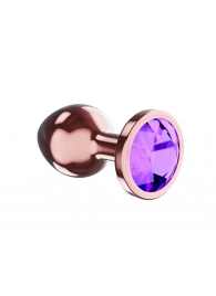 Пробка цвета розового золота с фиолетовым кристаллом Diamond Amethyst Shine S - 7,2 см. - Lola Games - купить с доставкой в Астрахани