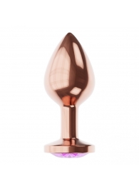 Пробка цвета розового золота с фиолетовым кристаллом Diamond Amethyst Shine S - 7,2 см. - Lola Games - купить с доставкой в Астрахани