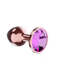 Пробка цвета розового золота с лиловым кристаллом Diamond Quartz Shine L - 8,3 см. - Lola Games - купить с доставкой в Астрахани