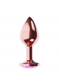 Пробка цвета розового золота с лиловым кристаллом Diamond Quartz Shine L - 8,3 см. - Lola Games - купить с доставкой в Астрахани