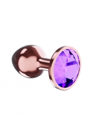 Пробка цвета розового золота с фиолетовым кристаллом Diamond Amethyst Shine L - 8,3 см. - Lola Games - купить с доставкой в Астрахани