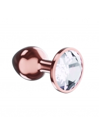 Пробка цвета розового золота с прозрачным кристаллом Diamond Moonstone Shine L - 8,3 см. - Lola Games - купить с доставкой в Астрахани