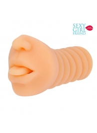 Телесный мастурбатор-ротик с высунутым язычком - Bior toys - в Астрахани купить с доставкой