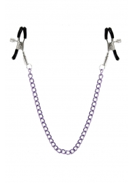 Зажимы для сосков с фиолетовой цепочкой Sweet Caress Nipple Chain - Sweet Caress - купить с доставкой в Астрахани