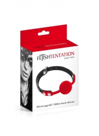 Красный кляп-шарик на черных ремешках - Fetish Tentation - купить с доставкой в Астрахани