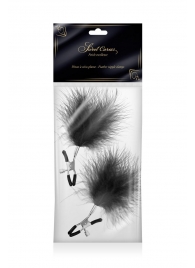 Зажимы на соски с черными пуховыми кисточками Sweet Caress Feather Nipple Clumps - Sweet Caress - купить с доставкой в Астрахани