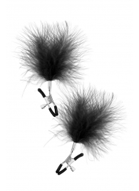 Зажимы на соски с черными пуховыми кисточками Sweet Caress Feather Nipple Clumps - Sweet Caress - купить с доставкой в Астрахани