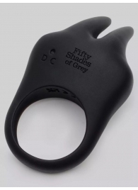 Черное эрекционное виброкольцо Sensation Rechargeable Vibrating Rabbit Love Ring - Fifty Shades of Grey - в Астрахани купить с доставкой